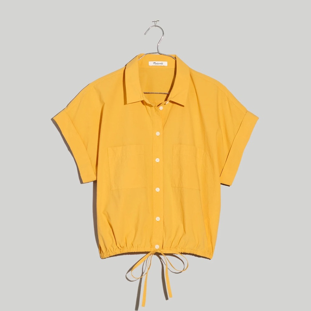 Madewell Yellow Drawstring Poplin Shirt